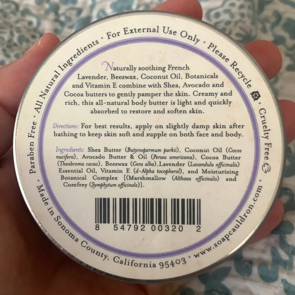 NWT Three Sisters Apothecary Sonoma County CA French Lavender Body Butter Lotion